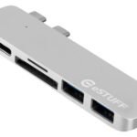 USB-C Slot-in Hub Pro Silver Allure Series For MacBook Pro 2 x USB 3.0, 1 x USB-C, 1 x Thunderbolt 3, Card reader