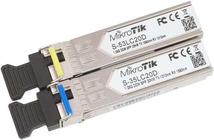 Img_9313256-1 Pair of SFP modules, S-35LC20D 1.25G SM 20km T1310nm/R1550nm + S-53LC20D 1.25G SM 20kmT1550nm/R1310nm) - Image 1