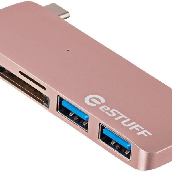 USB-C Slot-in Hub Rose Allure Series 2 x USB 3.0 + 1 x USB C 29W PD. 5 Gbps SD/MicroSD Card reader