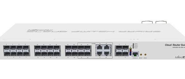 Cloud Router Switch 328-4C-20S with 800 MHz CPU, 512MB RAM, 24x SFP cages, 4xSFP+ cages,