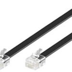 Modular Straight RJ12 6C6P 10m Black, Flat Cable