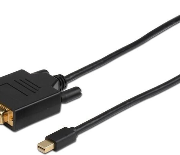 Mini Displayport to DVI-D  Cable 2m Dual Link 24+1,  Black, Gold plated, resolution: 1920*1080p
