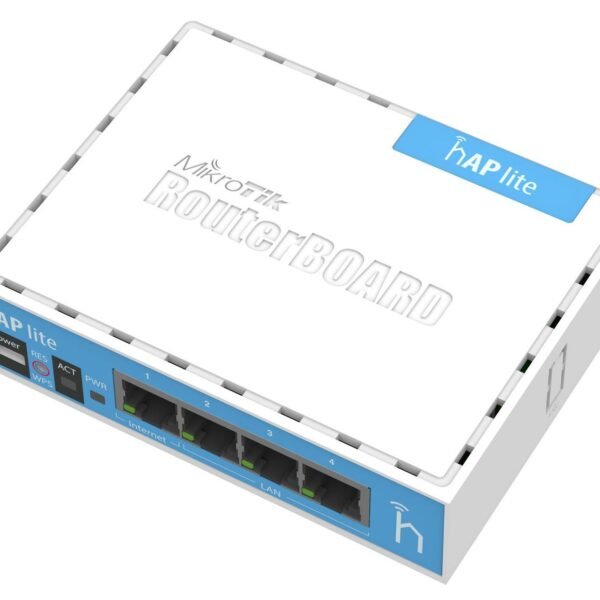 hAP lite with 650MHz CPU, 32MB RAM, 4xLAN, built-in 2.4Ghz 802.11b/g/n 2x2 two chain wireless with integrated antennas, RouterOS L4,
