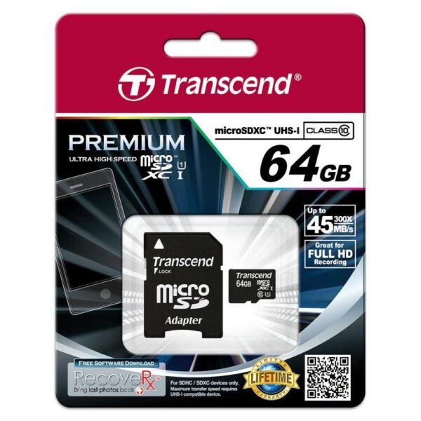 SDHC Micro UHS-1 64GB Class 10 Incl. Adapter for SD format