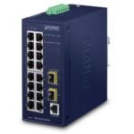 IP30 Industrial L2/L4 16-Port 10/100/1000T + 2-P 100/1000x SFP Managed Switch dual redundant power input on 12~48VDC/24VAC terminal block)