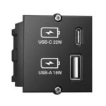 USB A&C Charger Custom Module 917.227, USB A + USB C, 0 -  35 ?C, Black, IP20, 250 V, 50/60 Hz