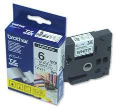 TZ2111240.jpg P-Touch Tape Black on White 6 mm - Image 1