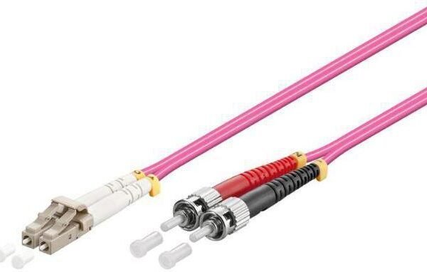 Fiber Patch Cable -  LC/UPC-ST/UPC 10m OM4 MM  Duplex LSZH OD: 2mm, 0.3dB Erica Violet
