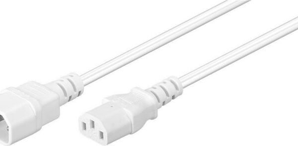 Power Cord C13-C14 0.5m White Extension Cable,10A/250V H05VV-F3x10.75mm2 CU, Female-Male