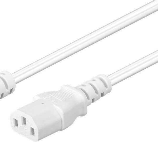 Power Cord C13 - C14 3m White Extension Cable,10A/250V H05VV-F3x1mm2 CU, Female-Male
