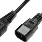 Powercord C13 IEC Lock - C14  black 2m, PC1021 1.00mm2, 2M,  BLACK H05VV-F. 100pcs in each box