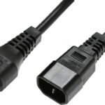 Powercord C13 IEC Lock - C14  black 2m, PC1021 1.00mm2, 2M,  BLACK H05VV-F. 100pcs in each box
