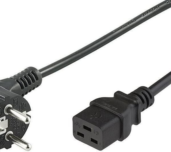Power Cord CEE 7/7 - C19 3m Angled Schuko - C19 H05VV-F3x1mm2 CU, Male-Female