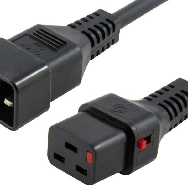 Powercord C19 IEC Lock - C20  black 1,5m, PC2633