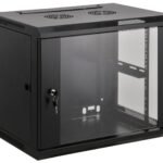 19" Wallmount Cabinet Network Cabinet, Wall Mount  (Standard), 15U, 450mm Deep, Black, Assembled, Max 60kg, Metal & Glass Door,