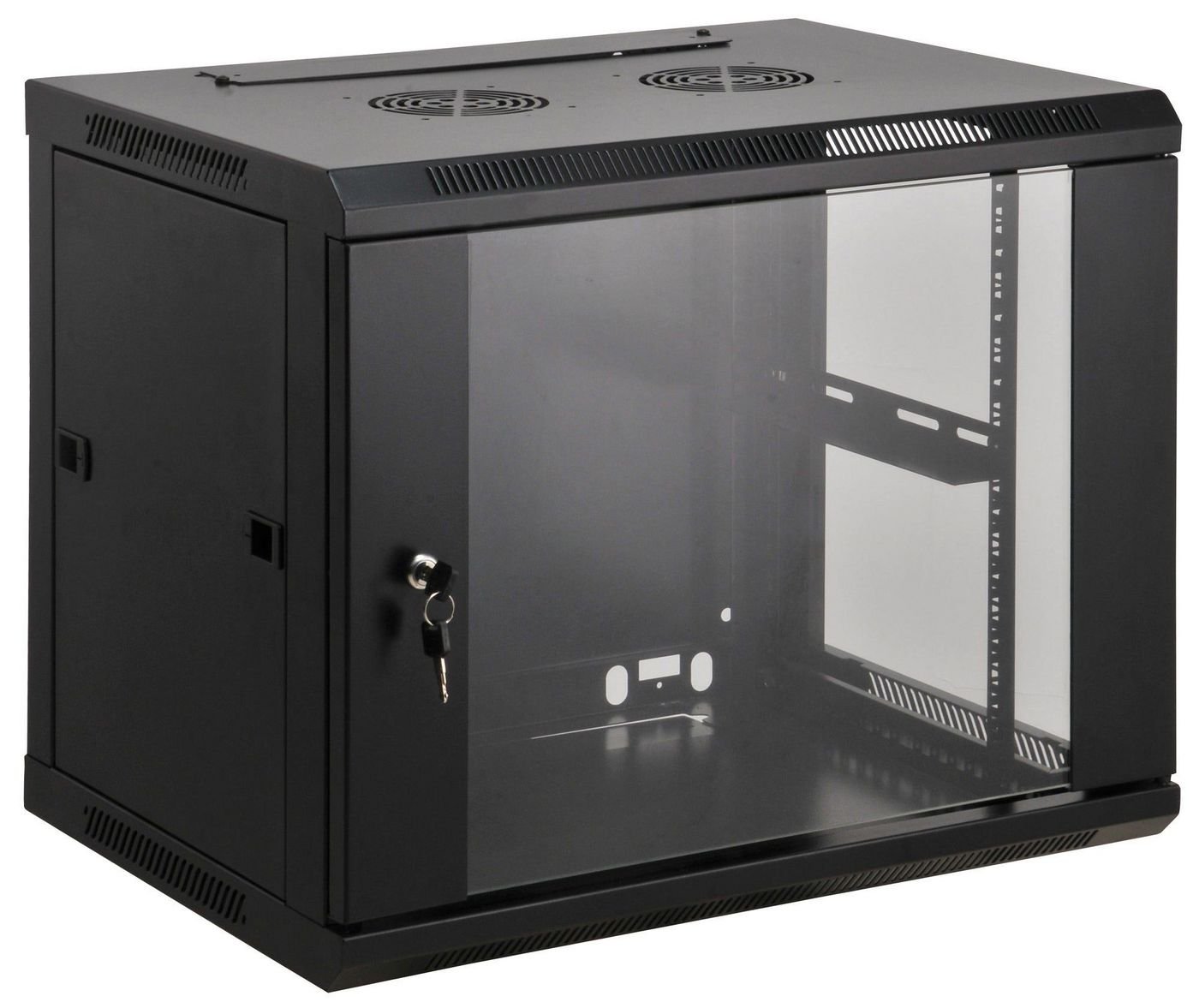 Img_24887989.jpg 19" Wallmount Cabinet Network Cabinet, Wall Mount (Standard), 15U, 450mm Deep, Black, Assembled, Max 60kg, Metal & Glass Door, - Image 1
