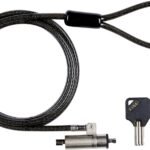 Security lock with keys for  Wedge Slot ?4.5mm x 180cm  Cut-resistant 7x7 twisted strand carbon steel, Black ?4.5mm x 180cm