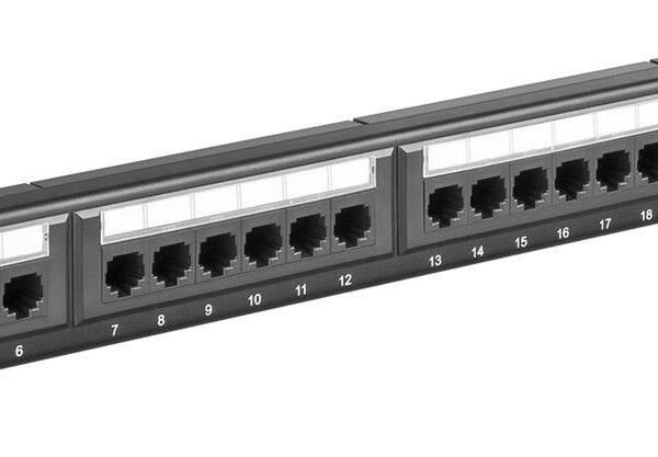 CAT6 24 port 19"  Patch Panel, unshielded, Black internal connection technology for LSA insulation displacement terminals
