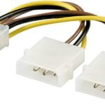 Internal PC Power Supply Cable 2x HDD 5.25" (4-pin) to PCI  Express female (6-pin), 0,15 meter