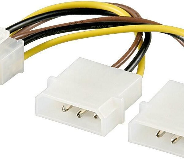 Internal PC Power Supply Cable 2x HDD 5.25" (4-pin) to PCI  Express female (6-pin), 0,15 meter