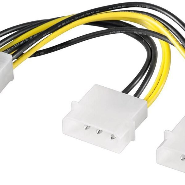 Internal PC Power supply cable 0.15 meter 2x HDD/5.25" male (4-pin) - PCIe female (8 pin)