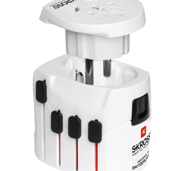 SKROSS World Adapter Pro+ Suitable for 2-&3- pole  100-250V, Integrated fuse 7A