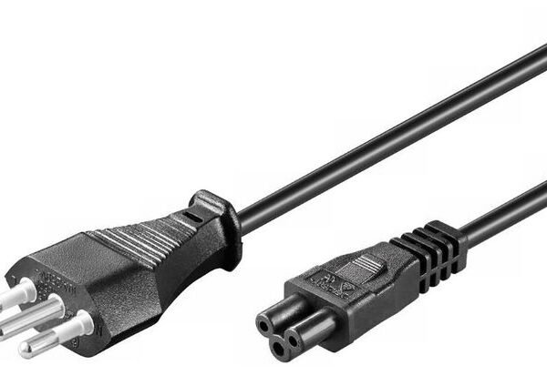 Power Cord Italy - C5 3m -  IMQ Approved Black,  H05VV-F3x0.75mm2 CU