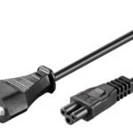Power Cord Italy - C5 3m -  IMQ Approved Black,  H05VV-F3x0.75mm2 CU