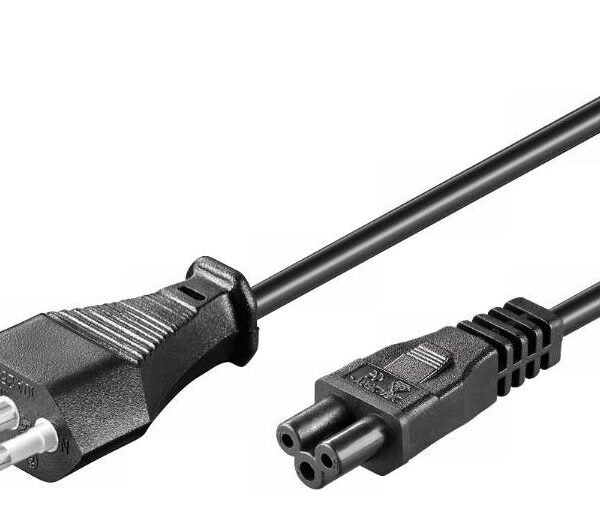 Power Cord Italy - C5 3m -  IMQ Approved Black,  H05VV-F3x0.75mm2 CU