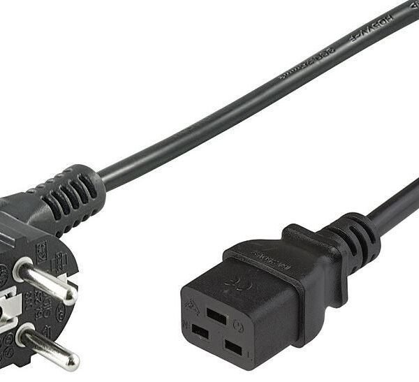 Power Cord CEE 7/7 - C19 0.5m Angled Schuko - C19 H05VV-F3x1mm2 CU, Male-Female