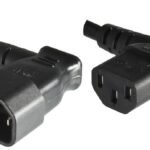 Power Cord 0.4m Extension C13-C14, 90? angled Black. H05VV-F 3x 0,75mm?