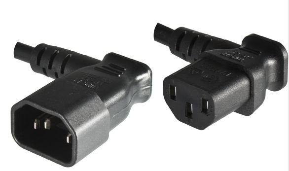 Img_25425431.jpg Power Cord 0.4m Extension C13-C14, 90? angled Black. H05VV-F 3x 0,75mm? - Image 1