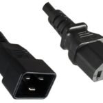 PowerCord C13-C20 10A 1m Black IEC 60320-C13 to C20, Black. H05VV-F 3 x 1mm?, 230V AC/10A