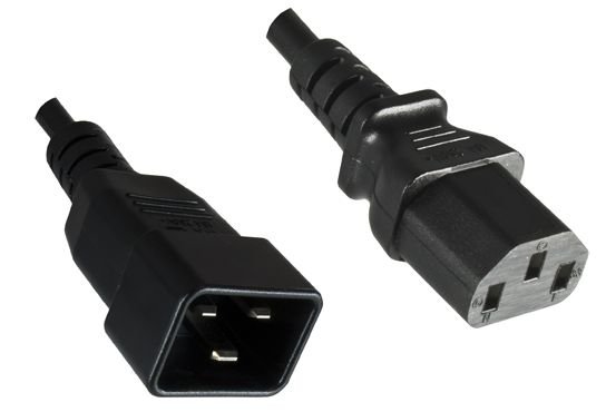 Img_25425448.jpg PowerCord C13-C20 10A 1m Black IEC 60320-C13 to C20, Black. H05VV-F 3 x 1mm?, 230V AC/10A - Image 1