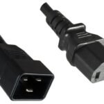 PowerCord C13-C20 0.5M Black IEC 60320-C13 to C20, Black. H05VV-F 3 x 1mm?, 230V AC/10A