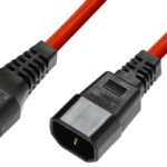 Powercord C13 IEC Lock - C14  red 2 m, PC1386
