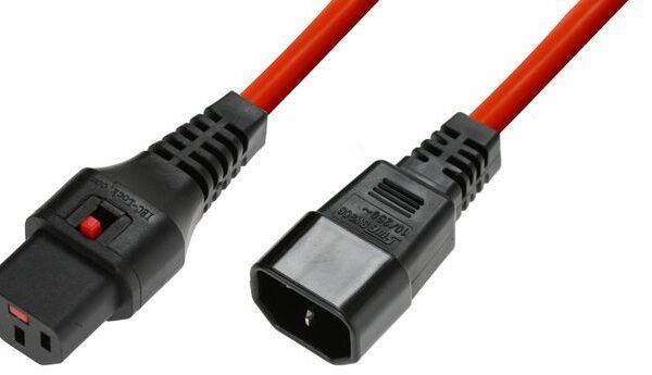 Powercord C13 IEC Lock - C14  red 1 m, PC1385