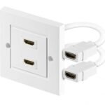 HDMI Wall socket 2 port white 3D,  HDCP, High speed. with Gold-Plated contacts, shielded