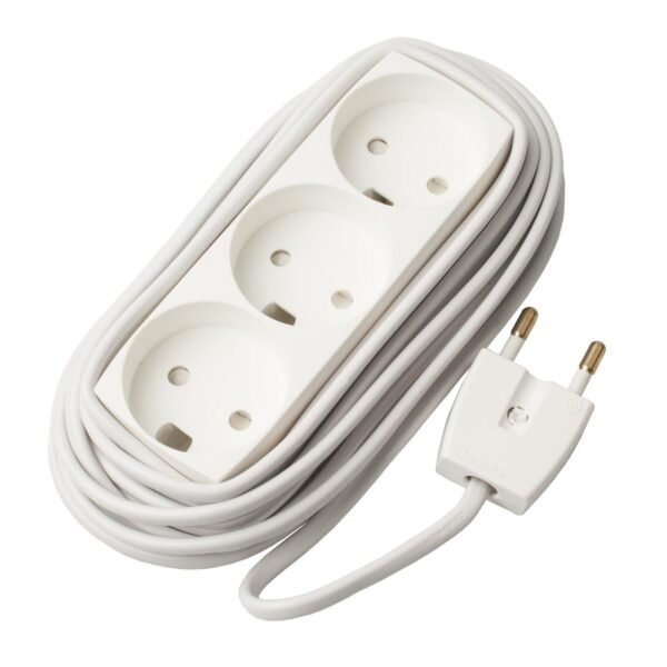 EL Socket 3 power outlet U/J  white 5m 5,0 meter cord