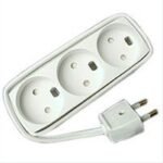 3-way power strip no-earth,  1,5 white 1,5 meter cord