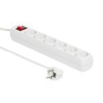 6-way Schuko Socket 10M White With ON/OF switch and child  protection