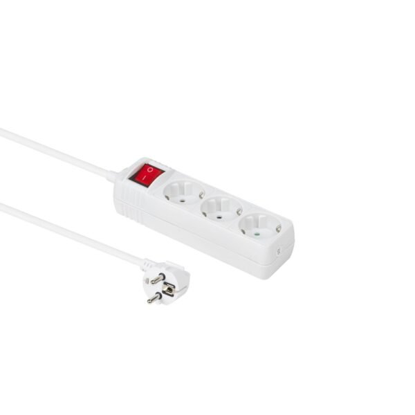 3-way Schuko Socket on/off  switch 3M White With  Illuminated Switch with child protection