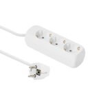 3-way Schuko Socket 3M White Without ON/OFF Switch, with child protection