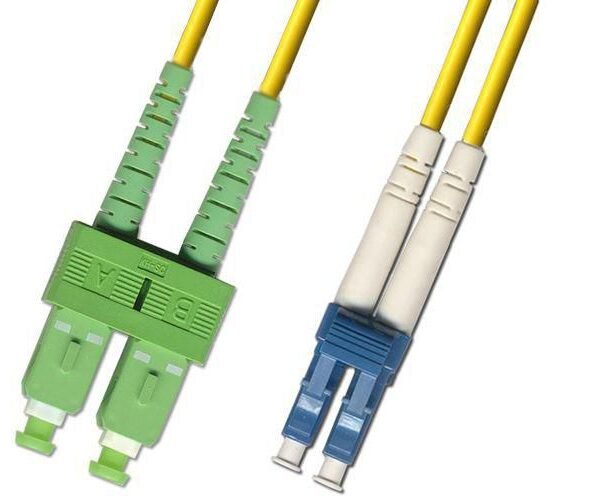 SC/APC-LC/UPC 0.5m OS2 Fibre  Patch Cable SM Duplex LSZH  OD: 2mm, 0.3db Yellow