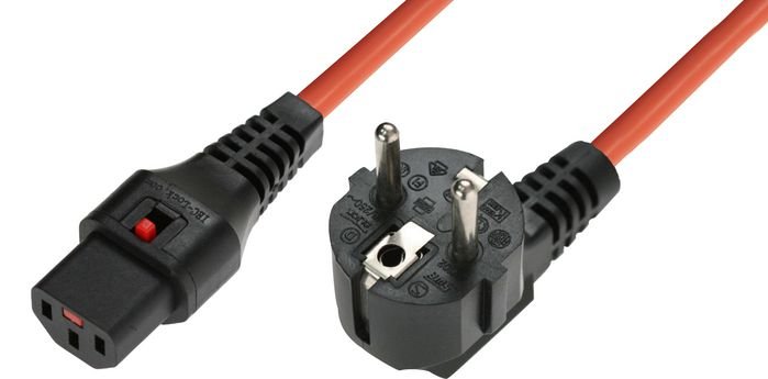 Img_25426523-1 Powercord Schuko CEE 7/7 male (angled) - C13 IEC Lock black 3 m, EL248S Powercord Schuko CEE 7/7 male (angled) - C13 IEC Lock black 3 m, - Image 1