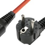 Powercord Schuko CEE 7/7 male  (angled) - C13 IEC Lock black  3 m, EL248S Powercord Schuko CEE 7/7 male (angled) - C13 IEC Lock black 3 m,
