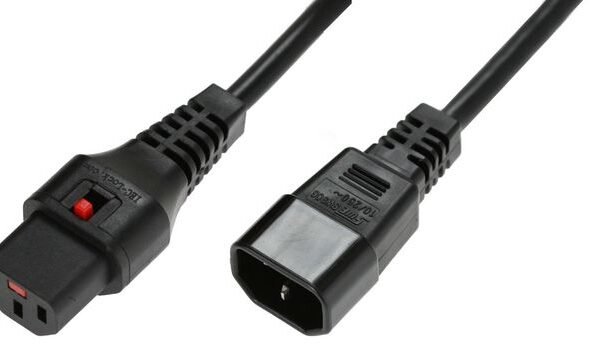 Powercord C13 IEC Lock - C14  black 1,5m, PC1003 Powercord  C13 IEC Lock - C14 black 1,5m, PC1003