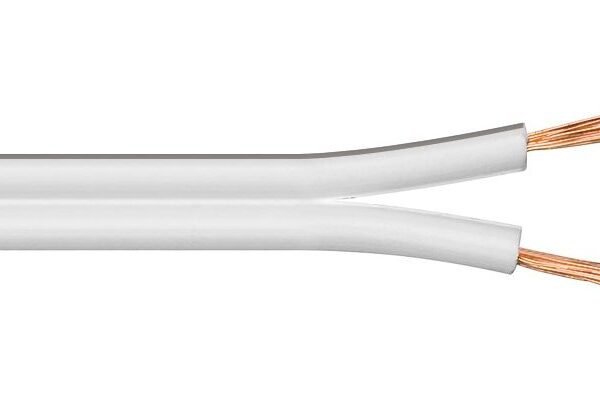 Speaker cable, 100m,  2x2,5mm?, white cable  diameter 2 x 2,5 mm? CCA cable: 2x50/0,25 mm, outer: 3,8*8,0 mm.