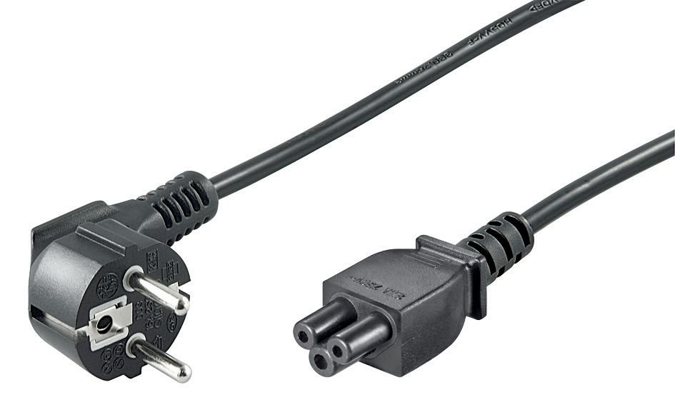 Img_25426675.jpg Power Cord CEE 7/7 - C5 1m Angled Schuko, Black, H05VV-F3x0.75mm2 CU, Male-Female - Image 1
