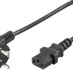 Power Cord 3m Black IEC320 Angled Connector Schuko, 10A H05VV-F 3*1.0MM2